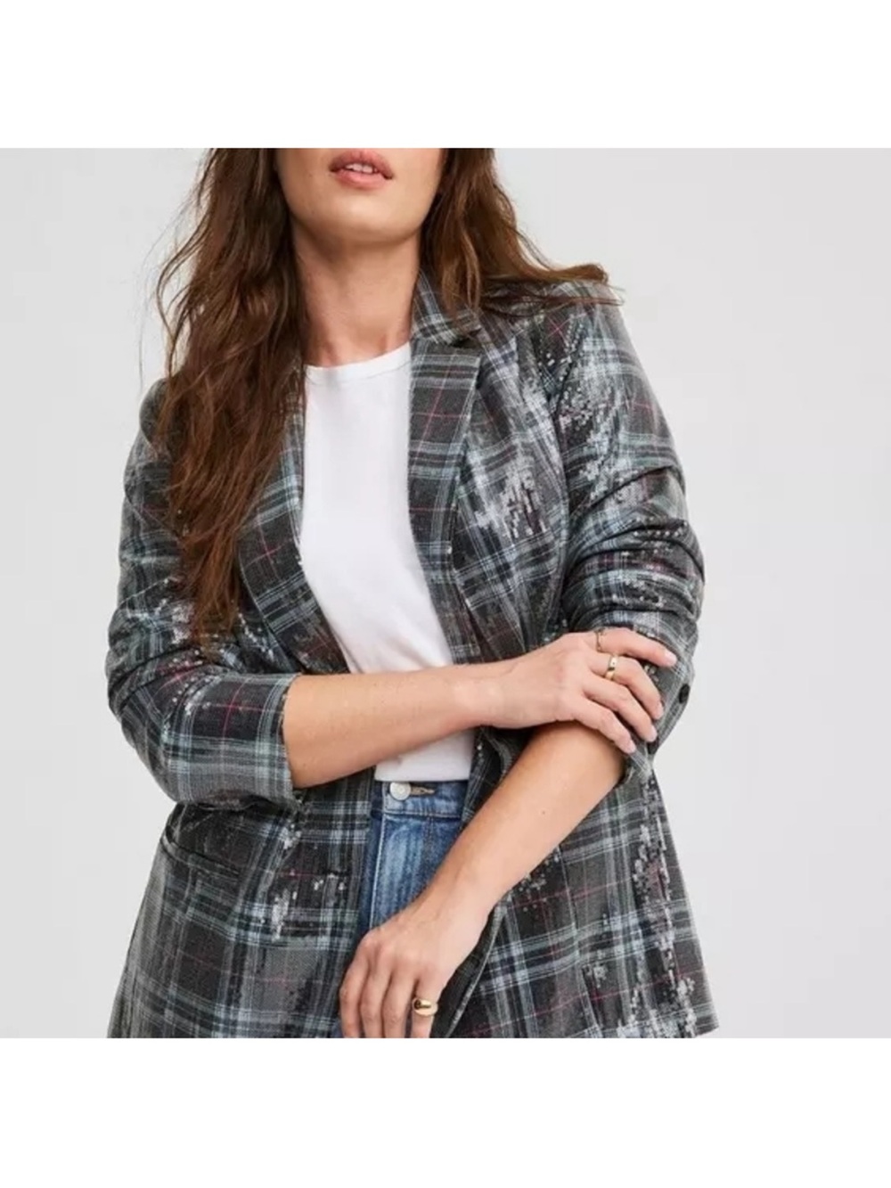 Torrid Plaid Sequin Blazer size 2